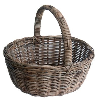 Oval Grey Wicker Shopping Basket