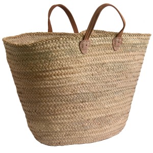 Leather-handled French Market Shopping Basket