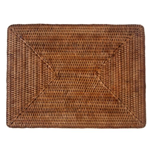Oblong woven rattan tablemats