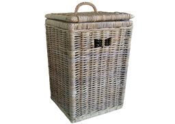 Square Grey Rattan Laundry Basket