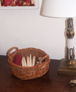 small round wicker basket