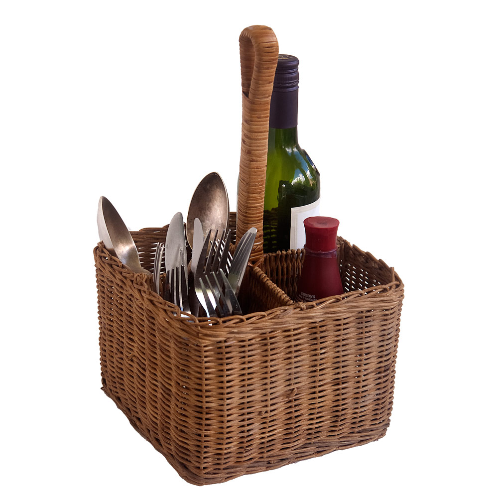Large Wicker Condiment or Cutlery Basket