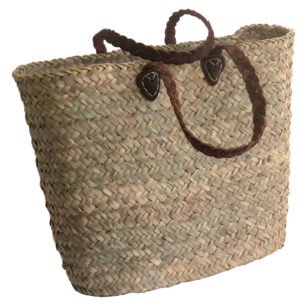 Shopping Basket with Plaited Leather Handles Kosmopolitan