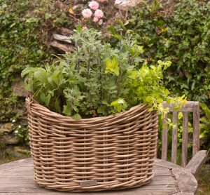 grey wicker planters