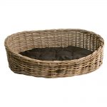 grey wicker dog basket
