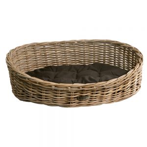Oval Grey Wicker Dog Basket in 3 Sizes