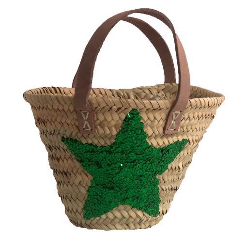 Child's Shopping Basket with Sequin Star and Leather Handles
