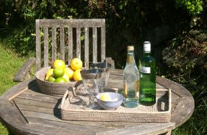 Oblong Grey Rattan Serving Tray