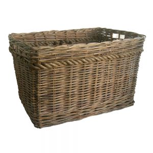 Grey Oblong Log Basket with Rope Detail in 2 Sizes