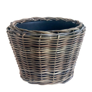 Large Round Grey Planter with Rigid Plastic Liner
