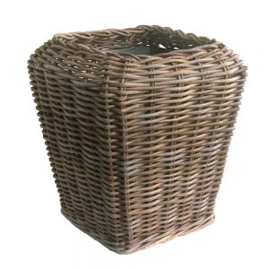 Square Shaped Grey Rattan Planter with Zinc Liner