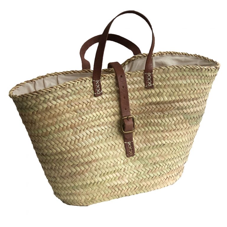 Lined French Market Basket with Securing Strap