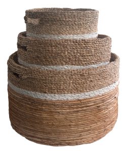 Round Mixed Weave Storage Baskets in 3 sizes