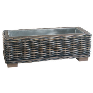Oblong Rattan Planter with Metal Insert