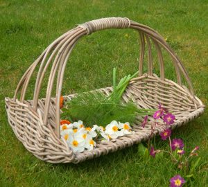 Grey Wicker Flower Picking Basket or Trug