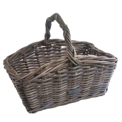 Grey Oblong Trug or Display Basket with handle detail
