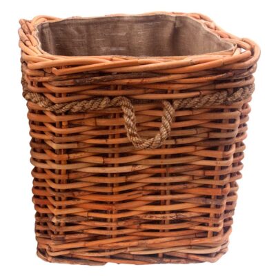 Large Square Chunky Lined Log Basket with Wheels