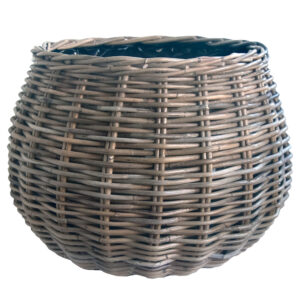 Round Grey Shaped Planter with Plastic Liner Large