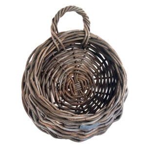 Round Grey Rattan Wall Hanging Planter with Handle