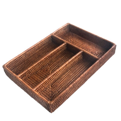 Fine Woven Natural Rattan Cutlery Tray