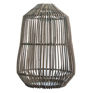 Tall Cylindrical Grey Rattan Pendant Lampshade