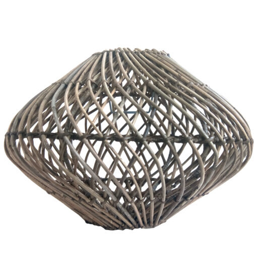 Round Spiral Weave Rattan Pendant Lampshade in Grey