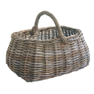Large Grey Shaped Oval Shopping Basket with Handle