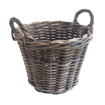 Small Round Grey Basket with Handles