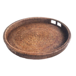 Round Woven Rattan Drinks Tray
