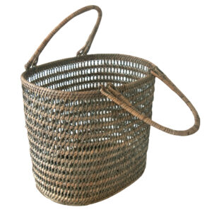 Grey Rattan Interior Designer Basket with Handles