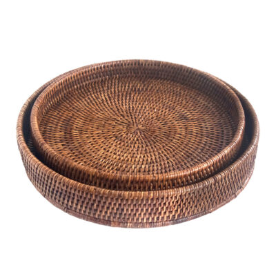 Round Natural Rattan Tray in 2 sizes