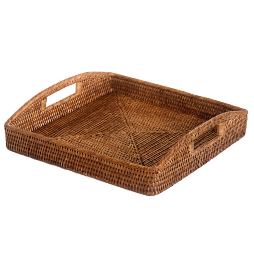 Square Natural Rattan Serving Tray