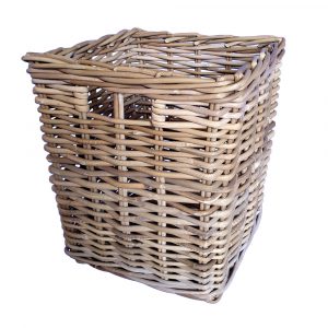 Tall Square Grey Rattan Storage Basket