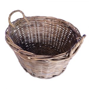 Grey Oval Rattan Clothes Basket