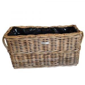 Deep Lined Grey Rattan Planter