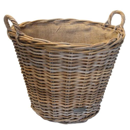 Round Grey Lined Log Basket