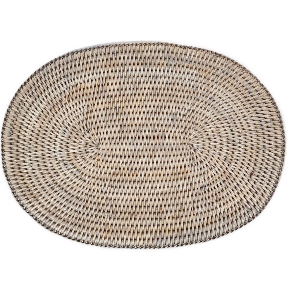 Oval Grey Rattan Placemat