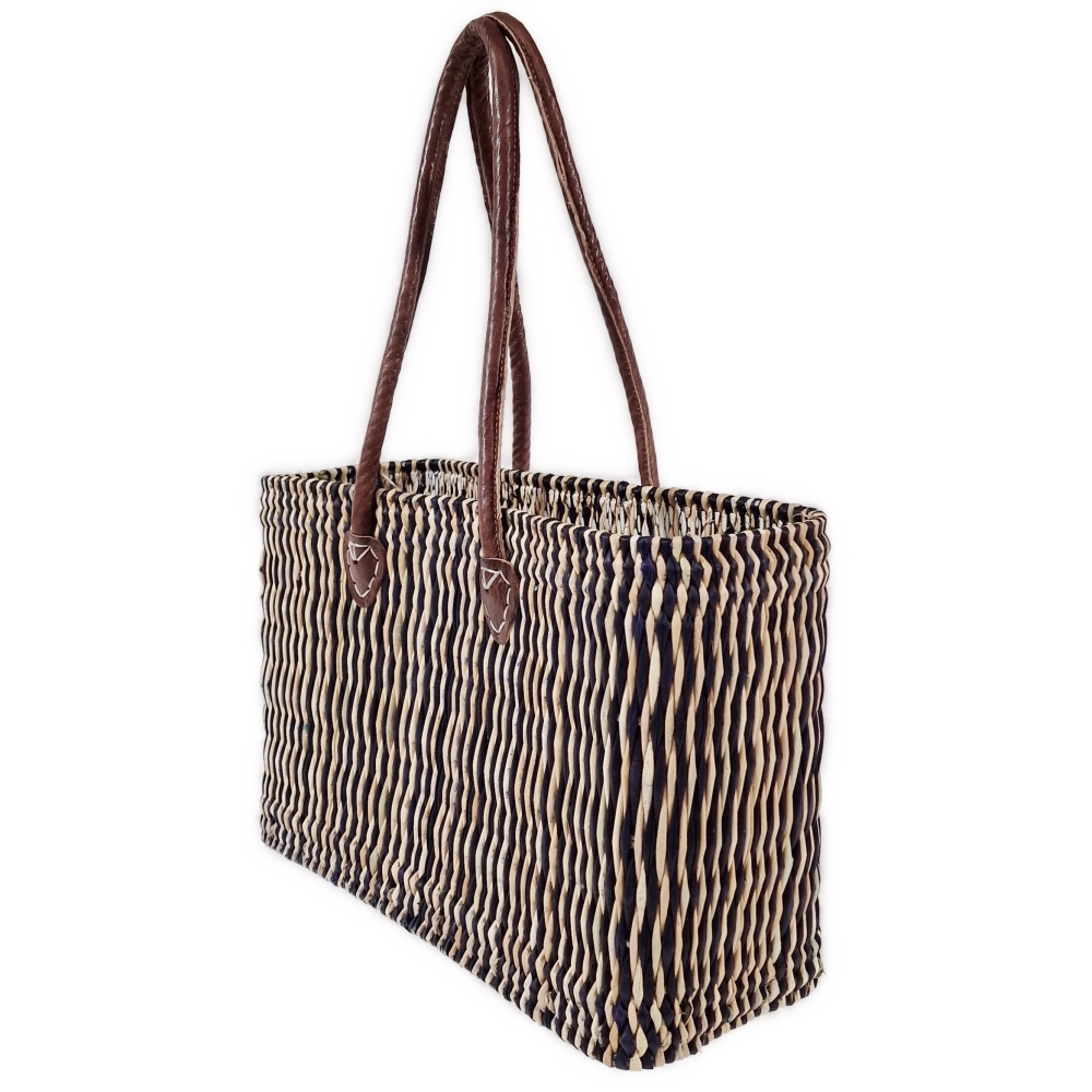 K5-4004 Medium 2 Tone Bulrush Shopping Basket Blue