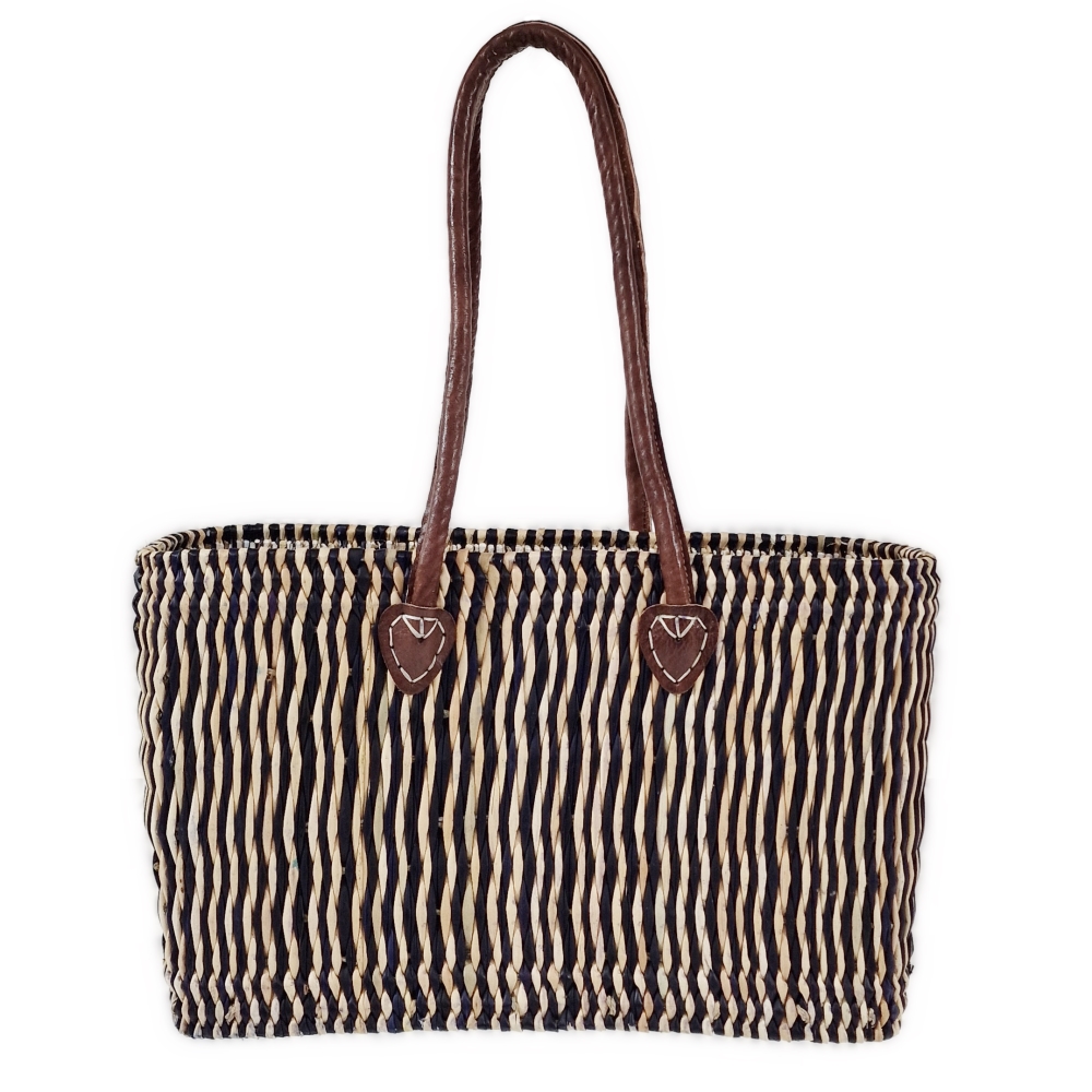 K5-4004 Medium Shoulder Length Handles 2 Tone Bulrush Shopping Basket Blue