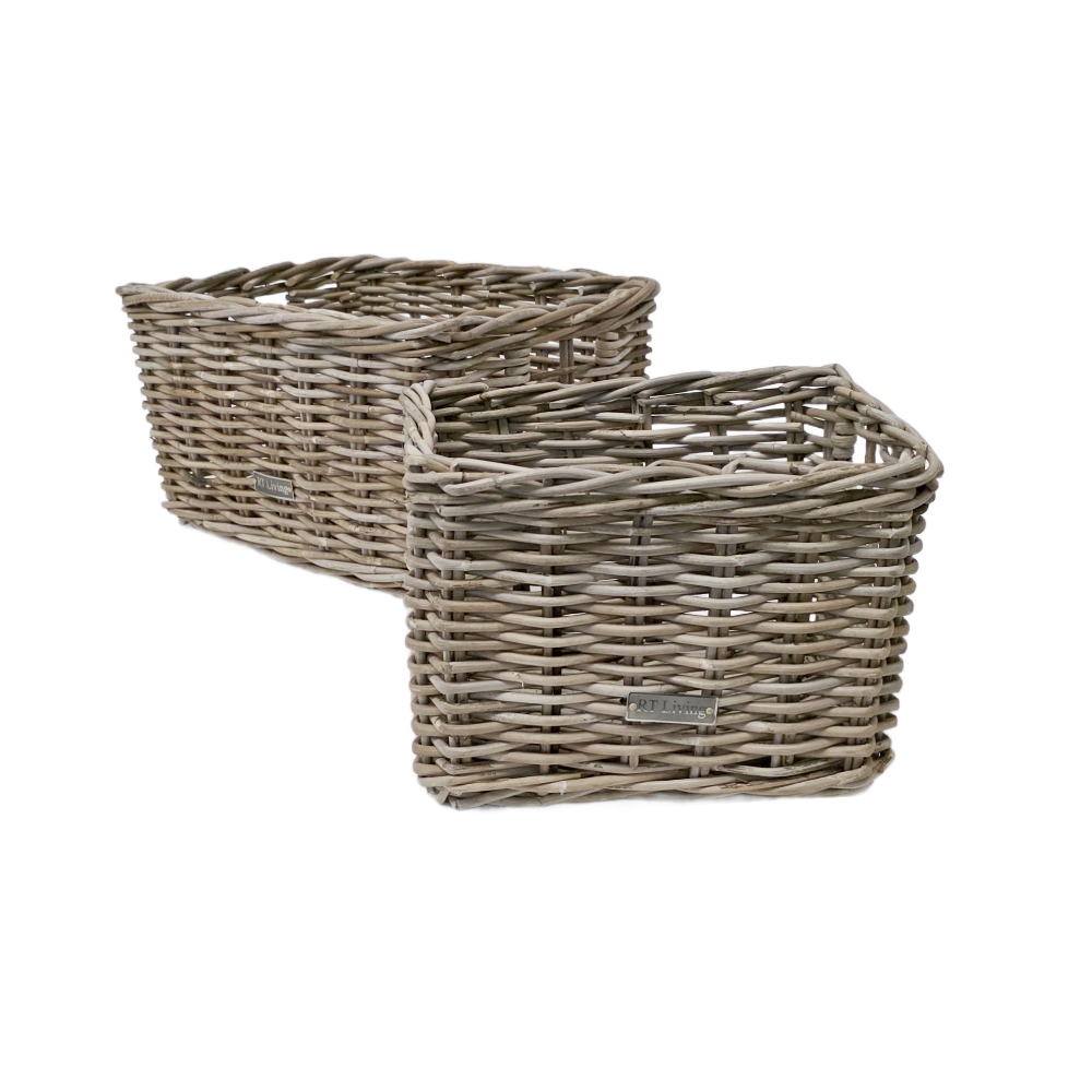 Oblong Grey Kubu Bathroom Kitchen Storage 2 sizes